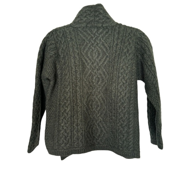 ARAN MOR Merino Wool Cable Knit Side Zip Short sweater size M green - Picture 7 of 11